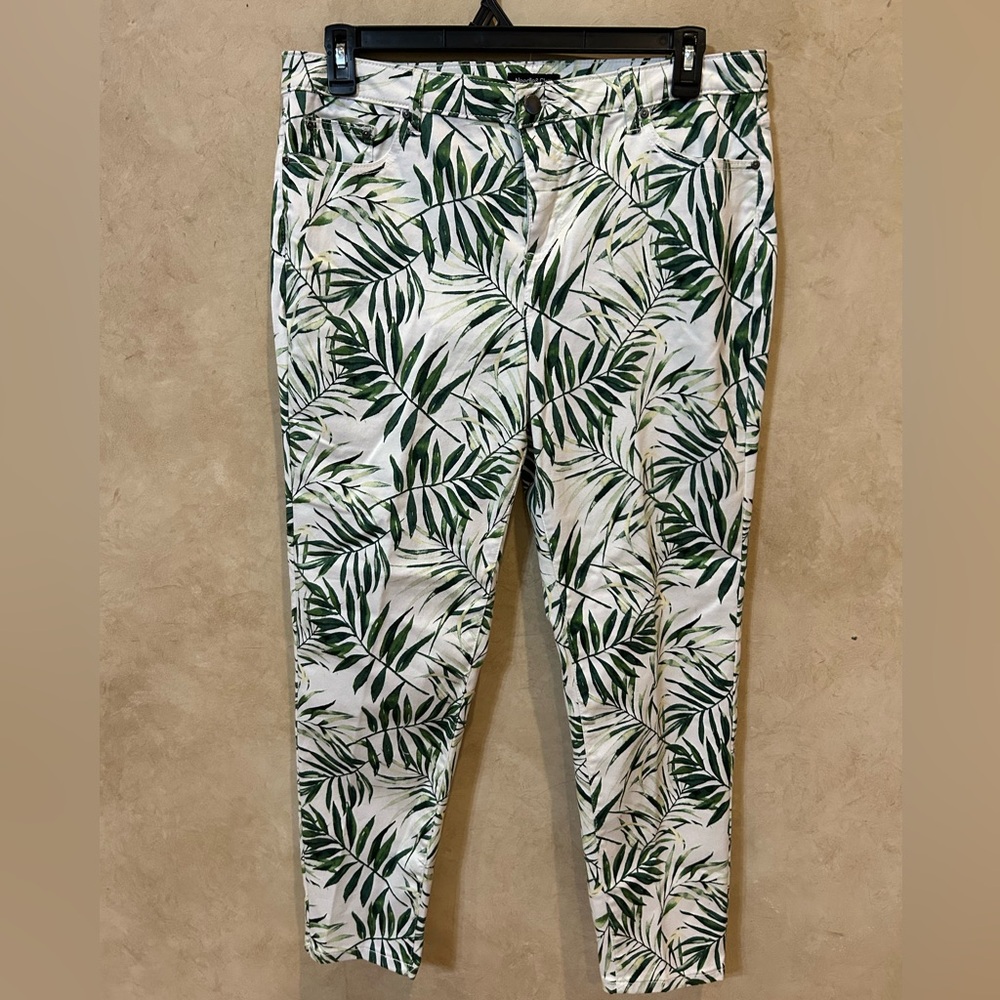 Needle & Cloth Leaf Print jeans size 16 skinny ankle cruise chic elegant comfort